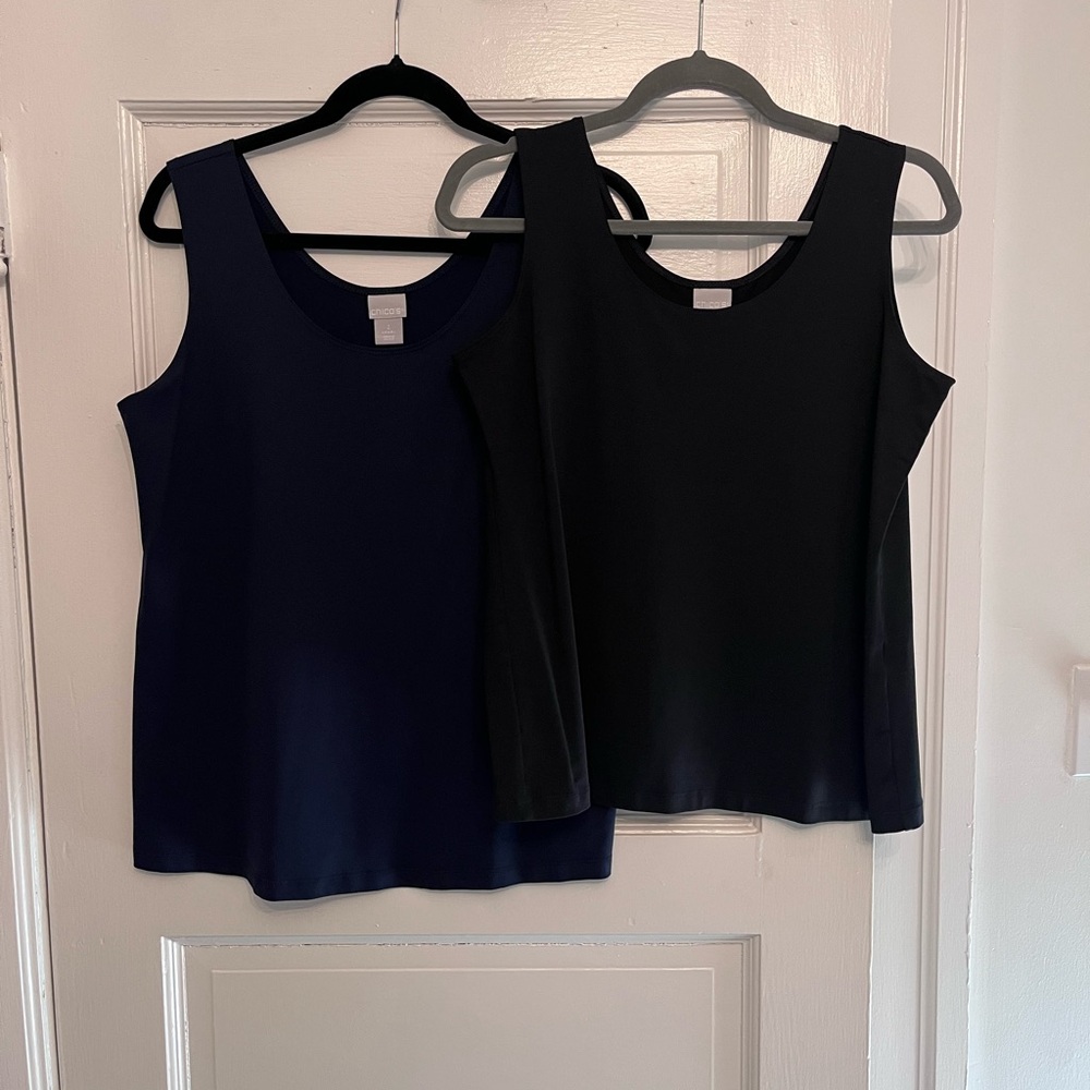 Bundle: 2 Chicos Sleeveless Tops - Navy and Black